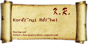 Korányi Ráhel névjegykártya